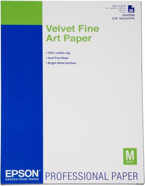 Epson Velvet Fine Art Paper, DIN A2, 260g/m², 25 Sheets