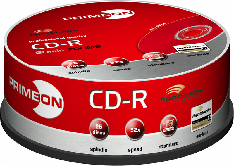 Primeon CD-R 52X 80min/700MB CD-R 700МБ 25шт