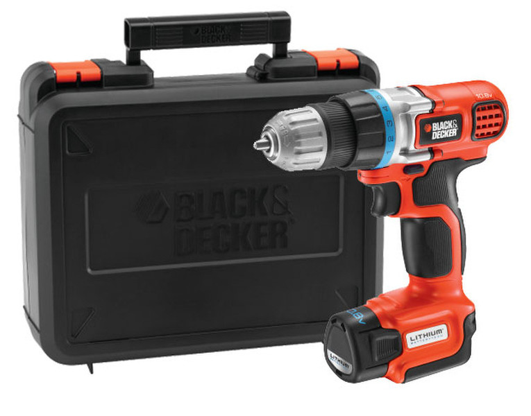 Black & Decker EGBL108K Дрель с рукояткой пистолетного типа Литий-ионная (Li-Ion) 1.5А·ч аккумуляторная комби-дрель