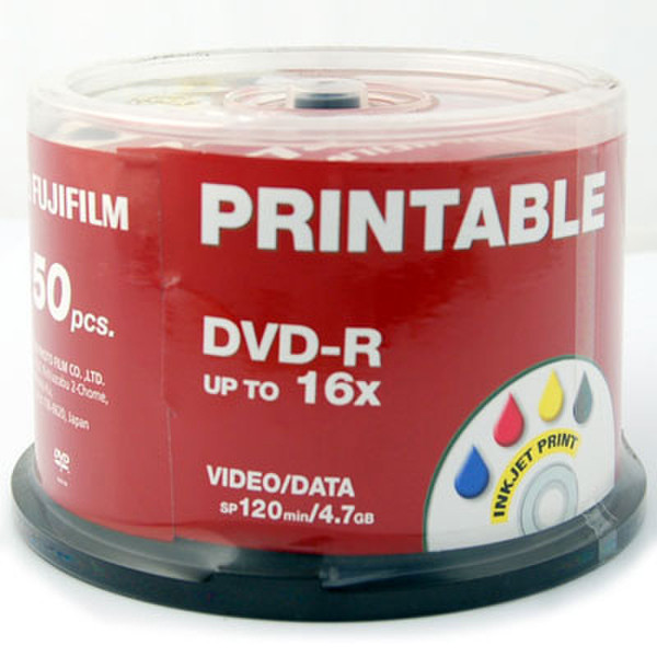 Fujifilm DVD-R Printable 4.7GB 16x 50x Spindle 4.7GB DVD-R 50Stück(e)