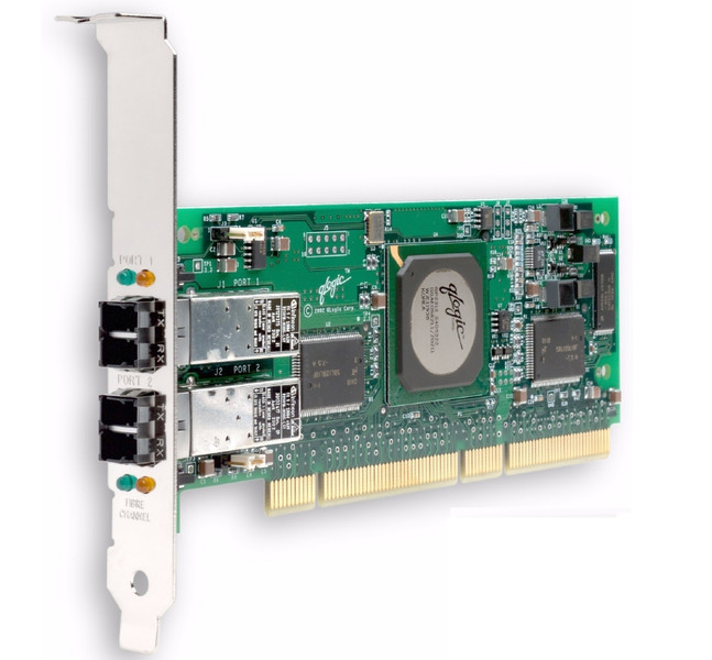 QLogic 64-bit, 133MHz PCI-X to 2 Gb Fibre Channel adapter dual-port optic standard interface cards/adapter