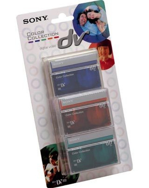 Sony MiniDV Colour Tape - 60 min. Blister of 3 MiniDV blank video tape