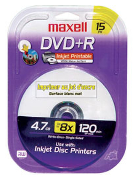 Maxell DVD+R 4.7GB Ink Printable 25pk 4.7GB DVD+R 25pc(s)