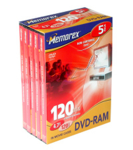 Memorex DVD-RAM 4.7GB in Movie Case 5 Pack