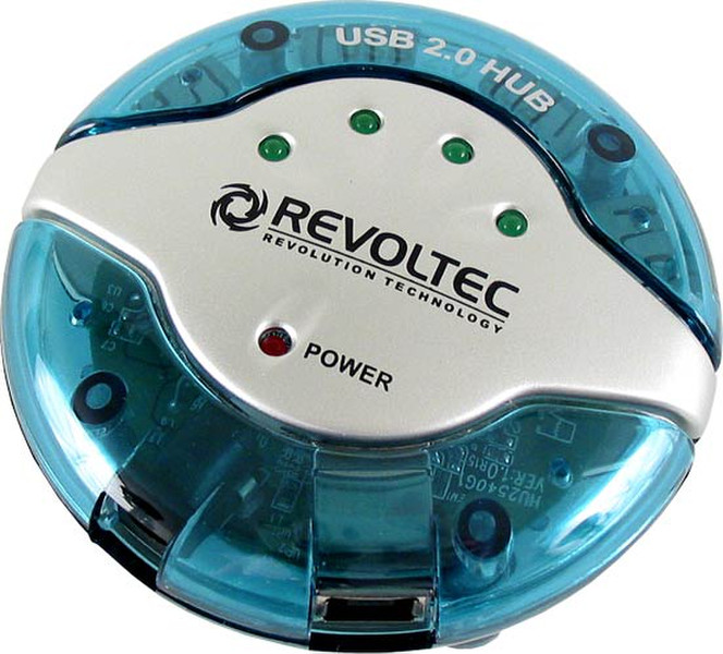 Revoltec UFO-Design USB-HUB 4-Port Blue 480Мбит/с Синий хаб-разветвитель