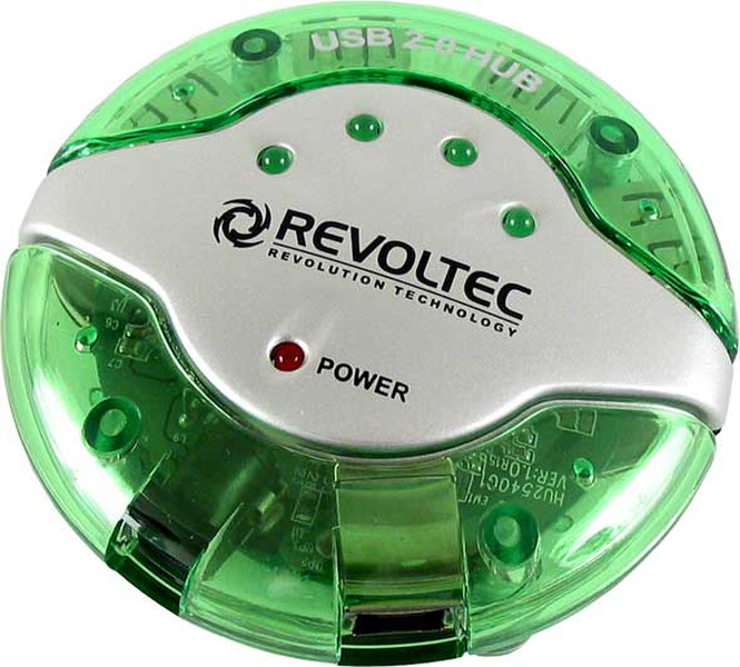 Revoltec UFO-Design USB-HUB 4-Port Green 480Мбит/с Зеленый хаб-разветвитель