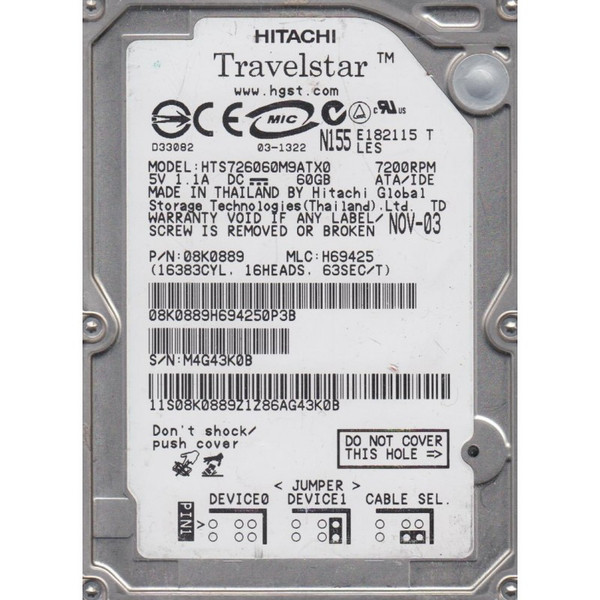 HGST Travelstar 80GN 60GB ATA5 60GB Ultra-ATA/100 internal hard drive