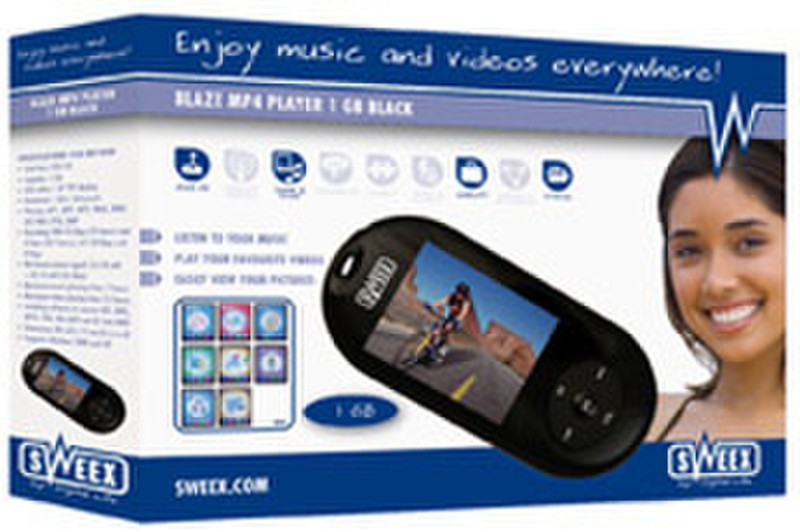 Sweex Blaze MP 4 Player 1GB Black Retail