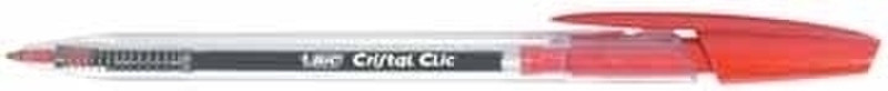 BIC Cristal Clic Clip-on retractable ballpoint pen Medium Rot