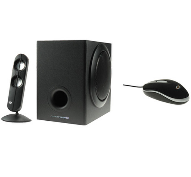 Conceptronic 2x Lounge’n’LISTEN 2.1 Speakerset + Lounge’n’LOOK Easy Mouse 50W Black loudspeaker