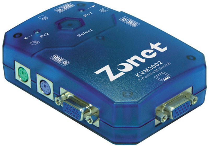 Zonet 2 Ports PS/2 KVM Switch w/cables KVM switch
