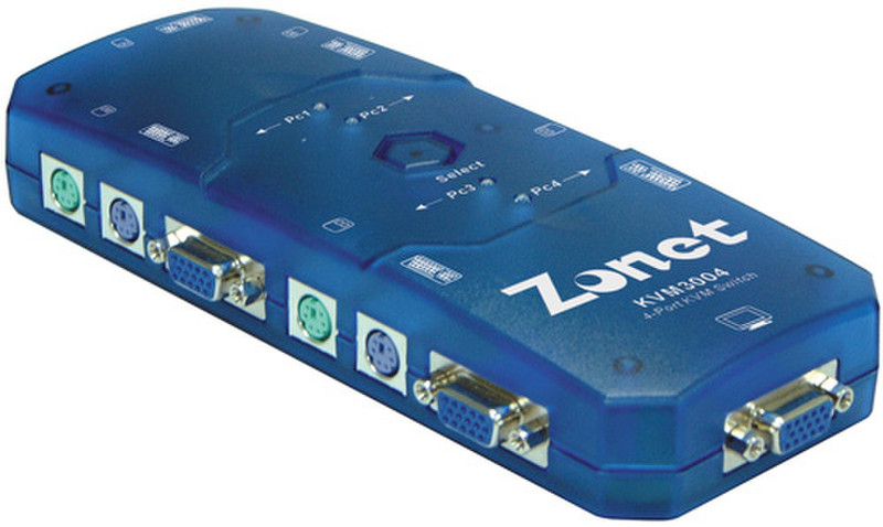 Zonet 4 Ports PS/2 KVM Switch w/cables KVM переключатель