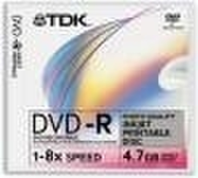 TDK DVD-R 4.7GB 8X Photo Quality Inkjet Printable In Jewel Case - Single