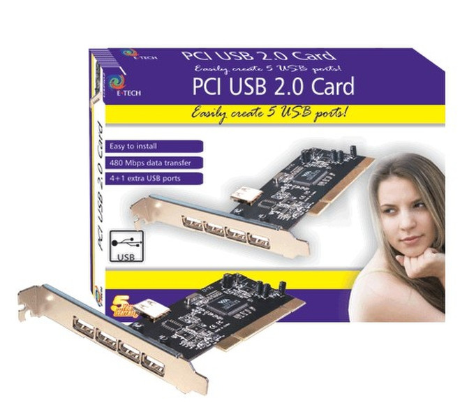 Eminent USB 2.0 5-Port PCI Card USB 2.0 interface cards/adapter