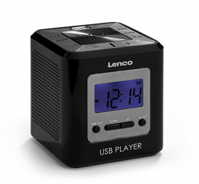 Lenco Alamer clock w/ USB/MP3 player Часы Черный радиоприемник