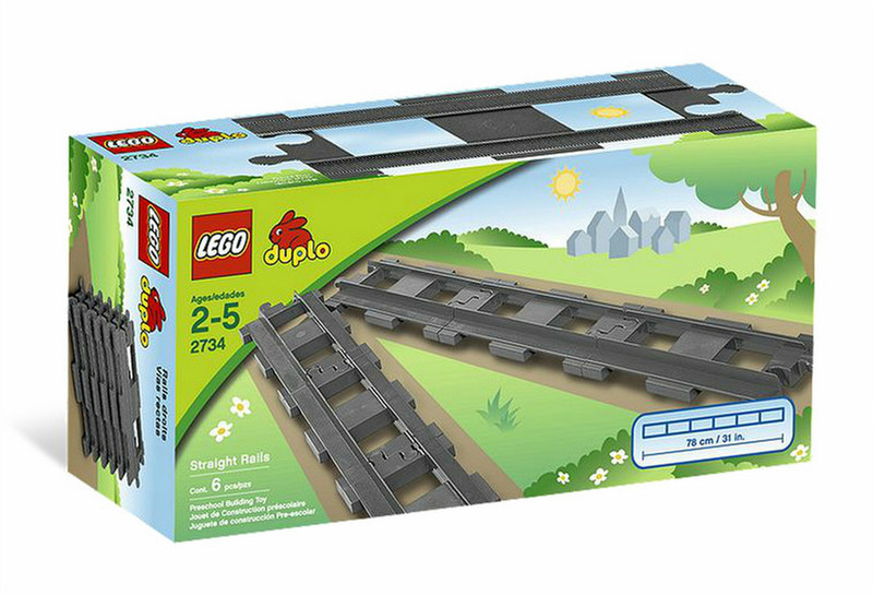LEGO DUPLO Straight Rails 6шт детский строительный блок
