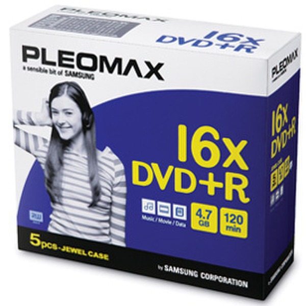 Samsung Pleomax DVD+R 4.7GB, Jewel Case 5-pk 4.7GB 5pc(s)