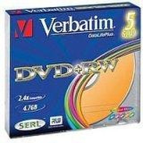 Verbatim DVD+RW "Live it Cool Blue" 2.4x 4.7GB 5pk 4.7GB 5Stück(e)