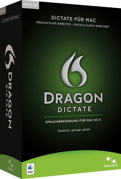 Nuance Dragon Dictate 2.0, DE, Mac