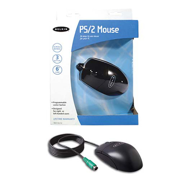 Belkin PS/2 Mouse with Scroll Wheel - Black PS/2 Mechanisch Schwarz Maus