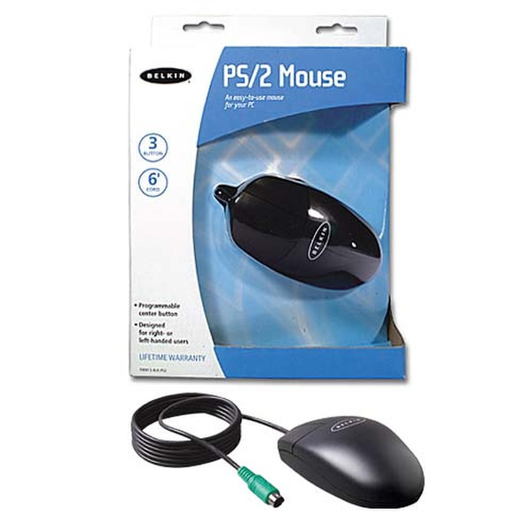 Belkin PS/2 Mouse - Black PS/2 Механический Черный компьютерная мышь