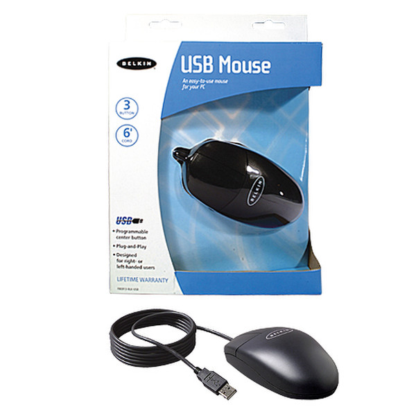 Belkin USB Mouse - Black USB Механический Черный компьютерная мышь