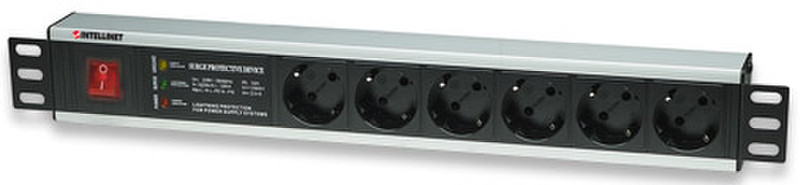 IC Intracom 19" Rackmount 6AC outlet(s) 250V 3m Black surge protector