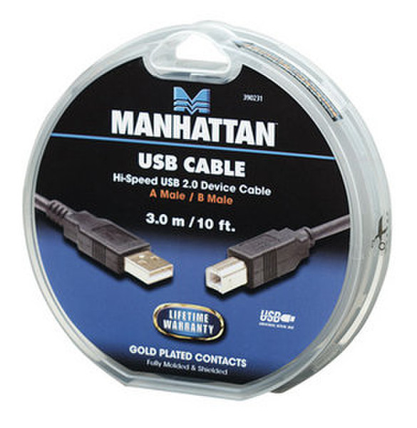 IC Intracom 390231 3m USB A USB B Black USB cable