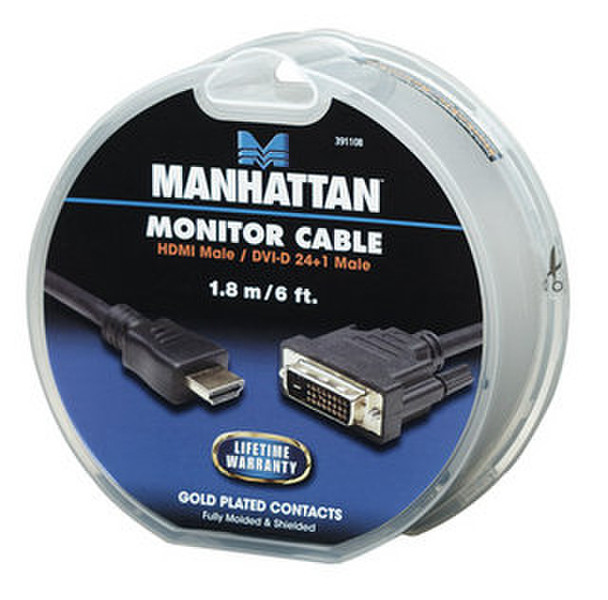 IC Intracom 391108 1.8m HDMI DVI-D Schwarz Videokabel-Adapter