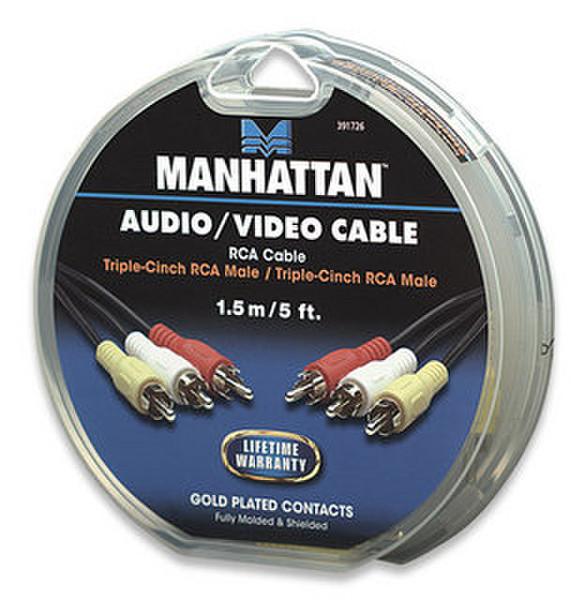IC Intracom 391726 1.5м 3 x RCA Черный композитный видео кабель