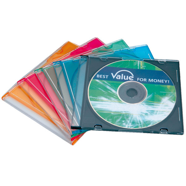 Value CD Slim Case Single, 5.2 mm, coloured 5 pcs.