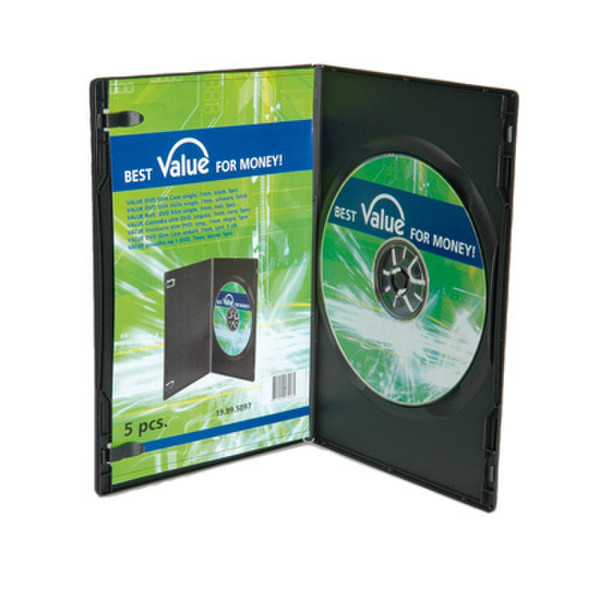Value DVD Hülle slim, schwarz, 7mm, 5er Pack