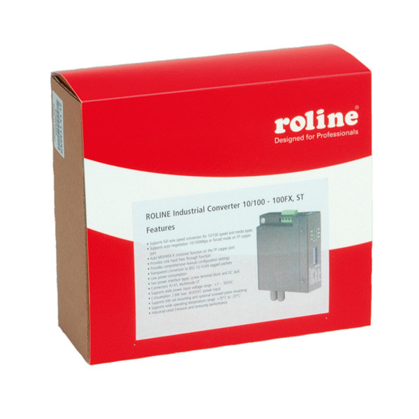 ROLINE Industrial Converter 10/100Base-T - Multimode Optical Fiber, ST сетевой медиа конвертор