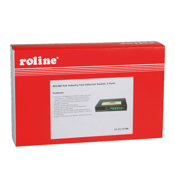 ROLINE Industrial Fast Ethernet PoE Switch, 5 Ports Power over Ethernet (PoE)