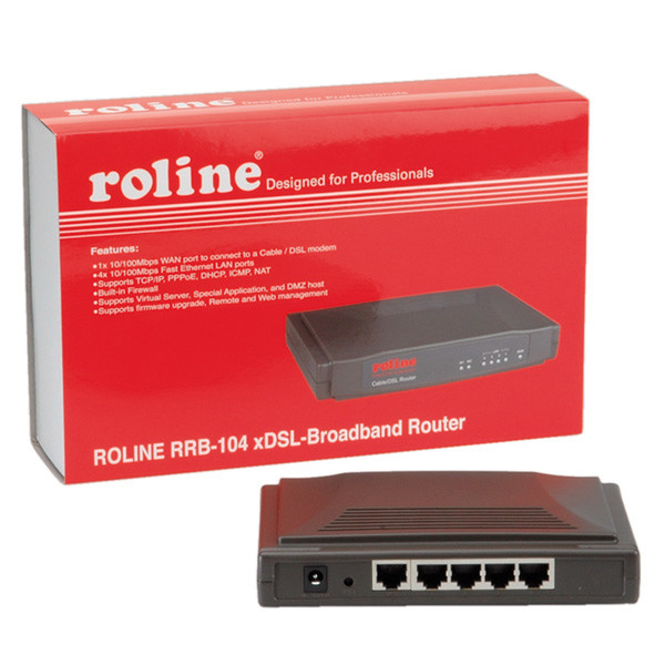 ROLINE RRB-104 Eingebauter Ethernet-Anschluss Schwarz Kabelrouter