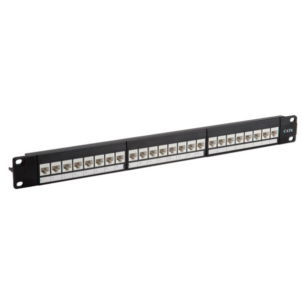 Value Cat.6 19" Keystone Patch Panel, 24 Ports, UTP, loaded black