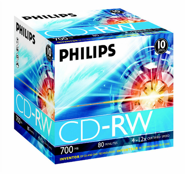 Philips CD-RW 4-12x 700MB / 80min JC(10) 700MB 10pc(s)