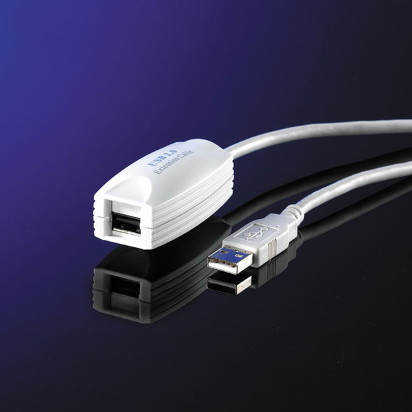 ROLINE USB A male/female, 5,0 m 5м USB A USB A Белый кабель USB