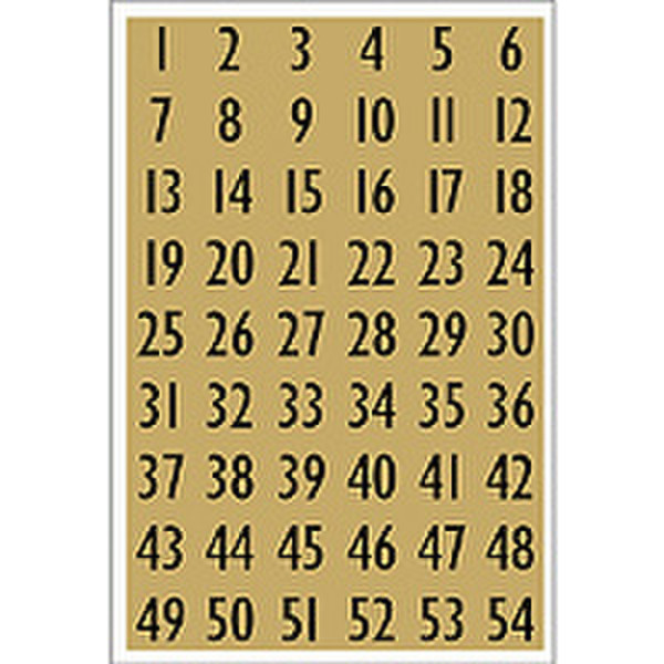 HERMA Numbers 13x12mm 1-100 gold foil black 4 sheets Selbstklebendes Symbol