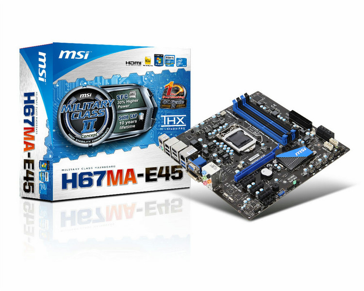 MSI H67MA-E45 Socket H2 (LGA 1155) Микро ATX материнская плата