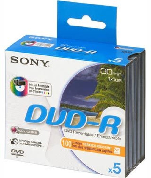 Sony 5 x DVD-R, 1.4 GB 1.4GB DVD-R 5Stück(e)