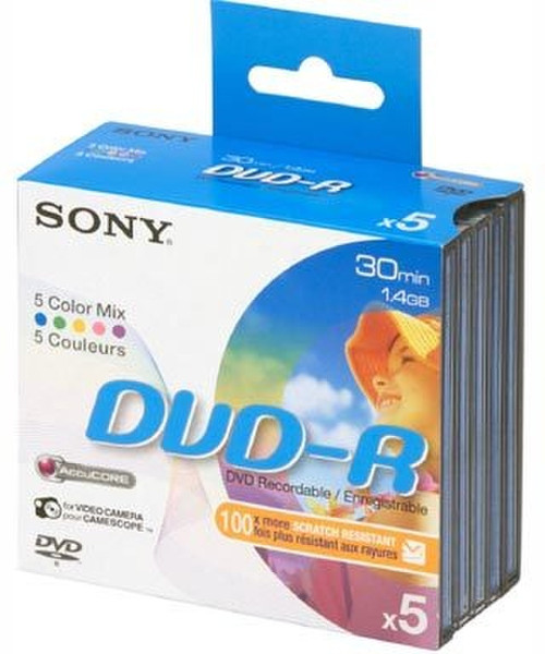 Sony 5 x DVD-R, 1.4 GB 1.4GB DVD-R 5Stück(e)