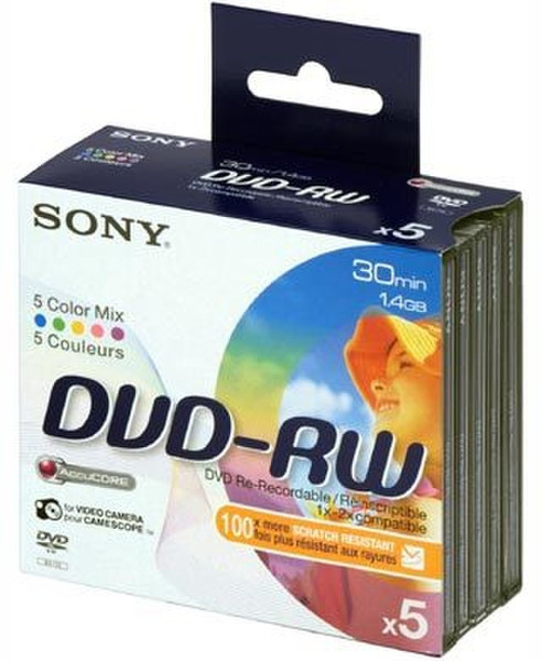 Sony 5 x DVD-RW, 1.4 GB 1.4ГБ DVD-RW 5шт