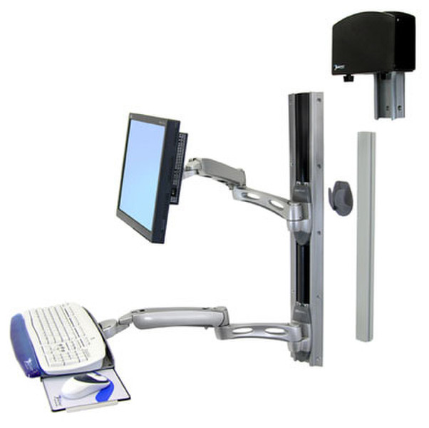 Ergotron LX Series Wall Mount System w/ Small CPU Holder (silver)