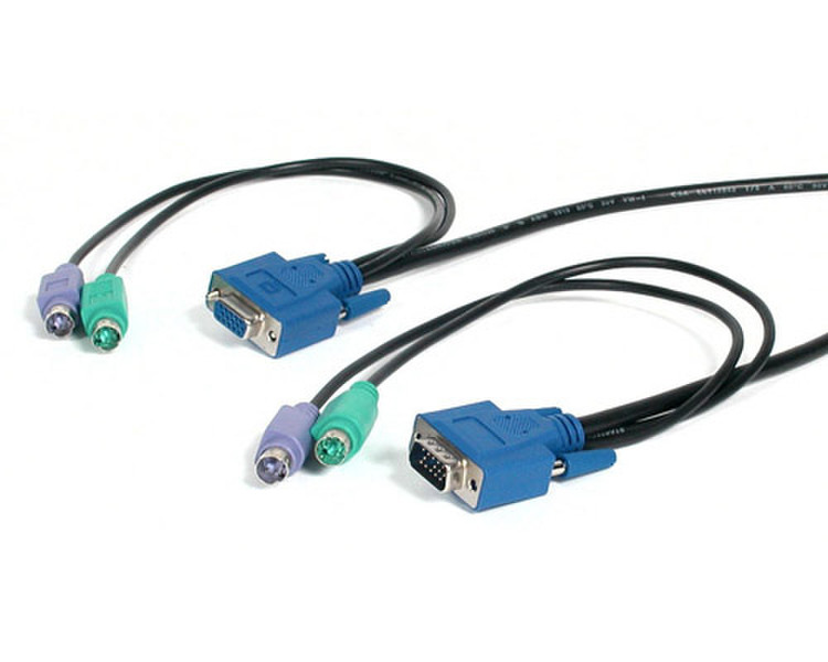StarTech.com 50 ft. PS/2 Ultra-Thin 3-in-1 KVM Cable 15m Schwarz Tastatur/Video/Maus (KVM)-Kabel