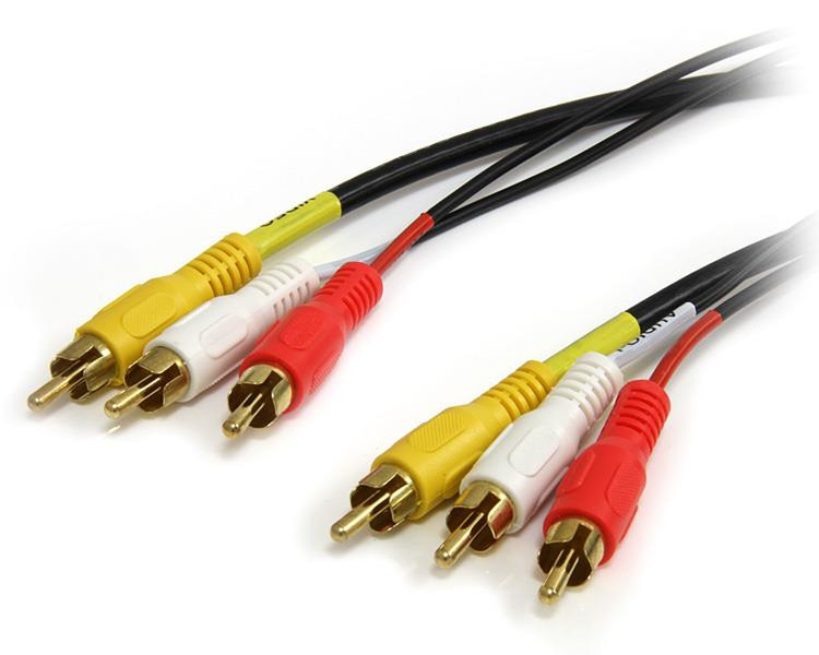 StarTech.com 6 ft. 3-in-1 Composite Audio/Video Cable 1.83м Черный композитный видео кабель