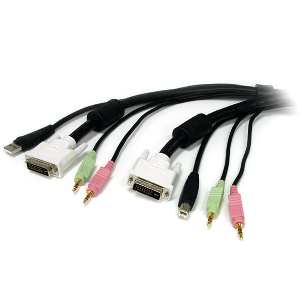 StarTech.com 15 ft 4-in-1 USB DVI KVM Switch Cable w/ Audio & Microphone KVM cable