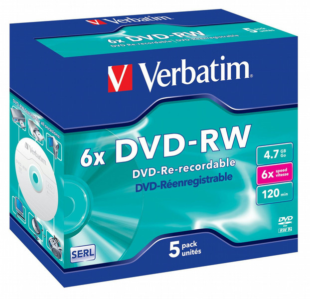 Verbatim DVD-RW Matt Silver 6x 4.7ГБ DVD-RW 5шт