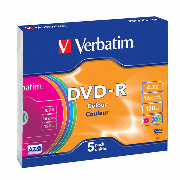 Verbatim DVD-R Colour 4.7ГБ DVD-R 5шт