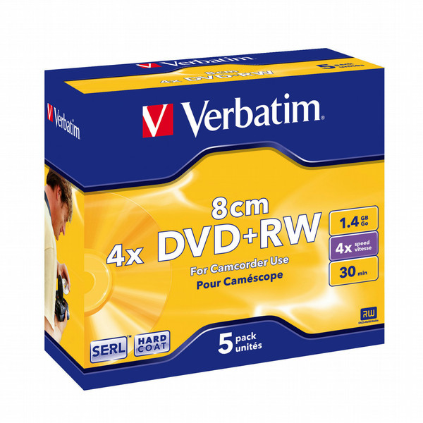 Verbatim DVD+RW 8cm Matt Silver 1.4GB DVD+RW 5Stück(e)